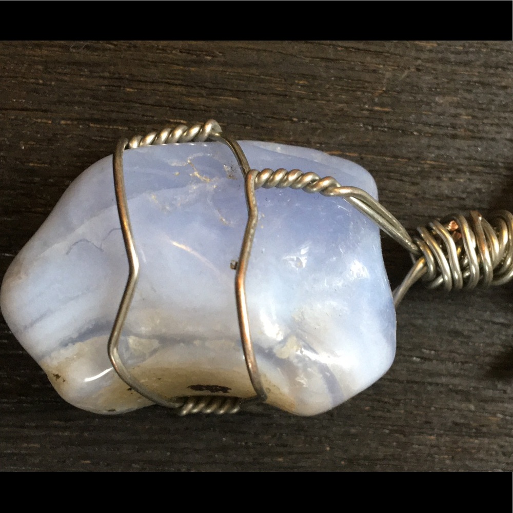 Wire-Wrapped Blue Lace Agate Necklace